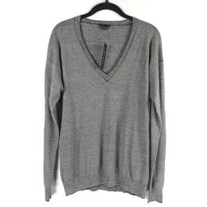 NWT Theory TRULINDA B ETERNAL LINEN WOOL Blend V Neck LS Pullover Top MEDIUM